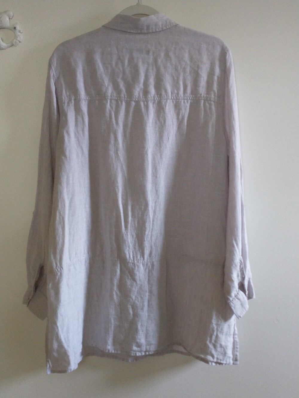 Tahari Beige Linen Button-Down Shirt Tunic XL Lagenlook - Picture 7 of 10